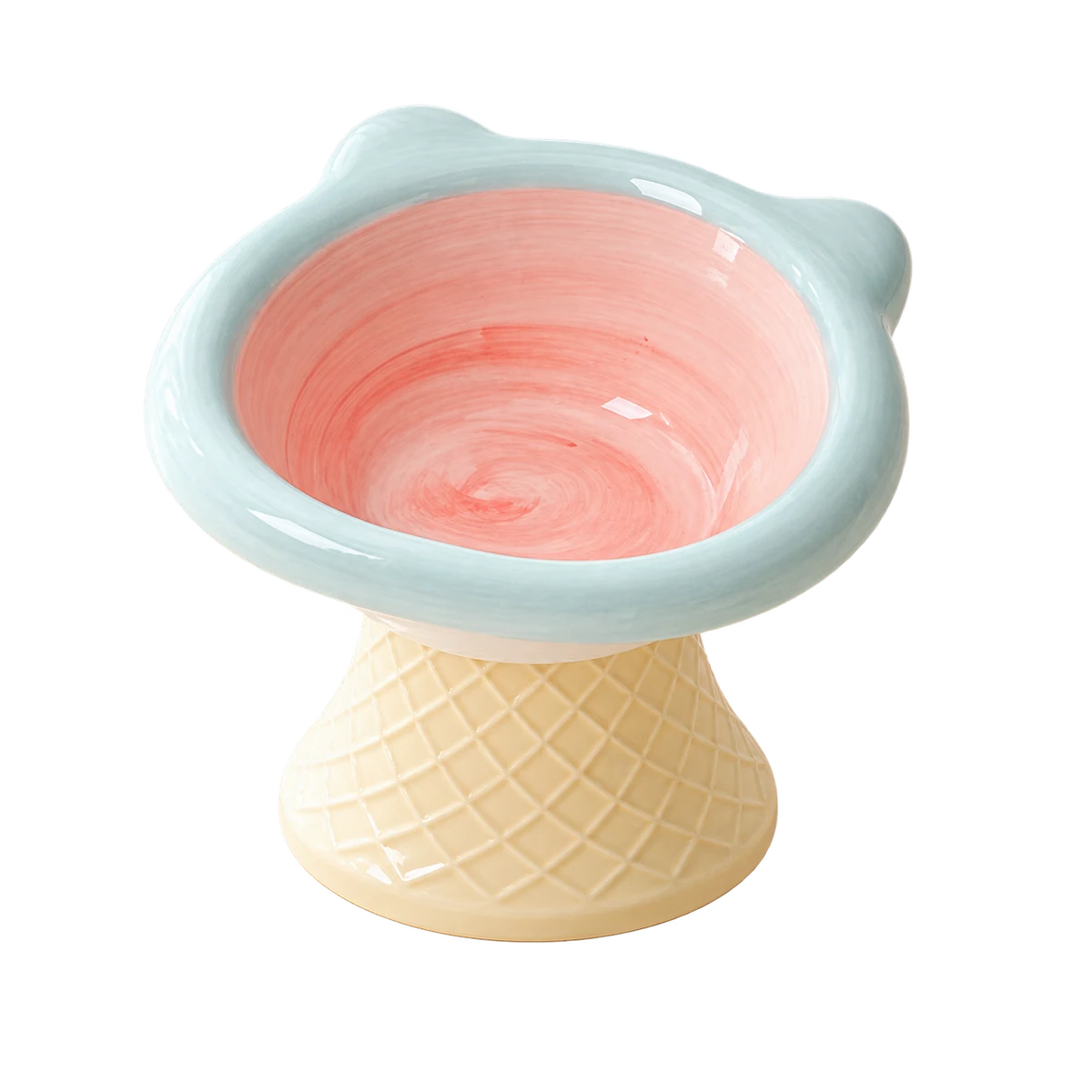 Grid Bear Elevated Ceramic Cat Bowl