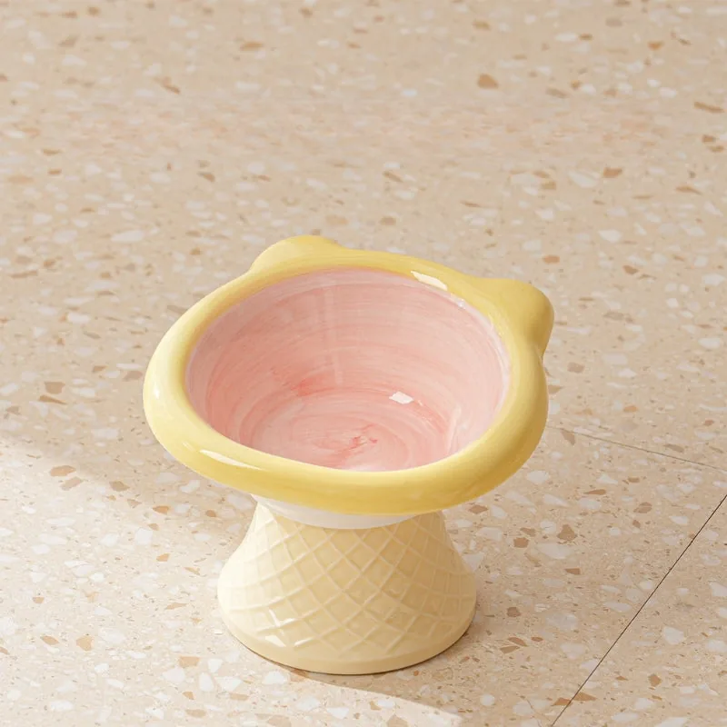 Grid Bear Elevated Ceramic Cat Bowl detail 2