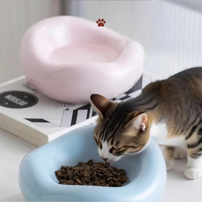 Little Bloom Stable Ceramic Cat Bowl in a natural home feeding scene