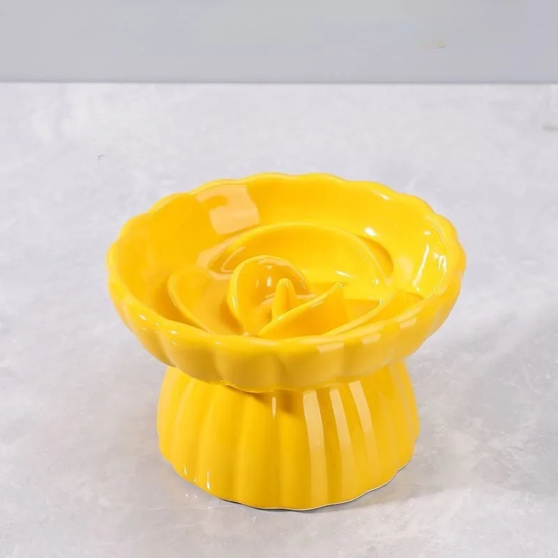 Petal Path Elevated Ceramic Slow Feeder Cat Bowl detail 2