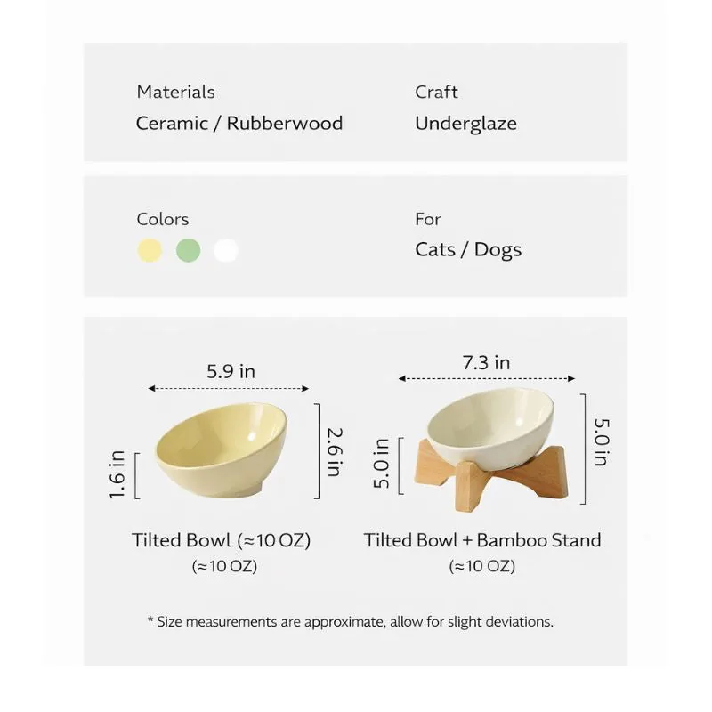 Tilted Grove Ceramic Cat Bowl with Beech Stand detail 3
