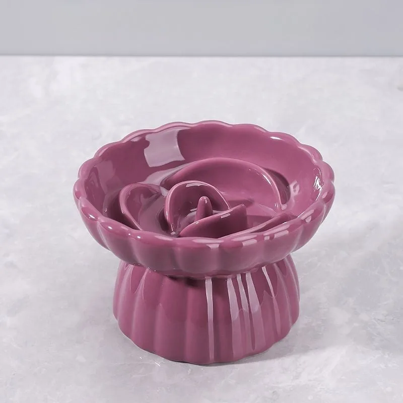 Petal Path Elevated Ceramic Slow Feeder Cat Bowl detail 4