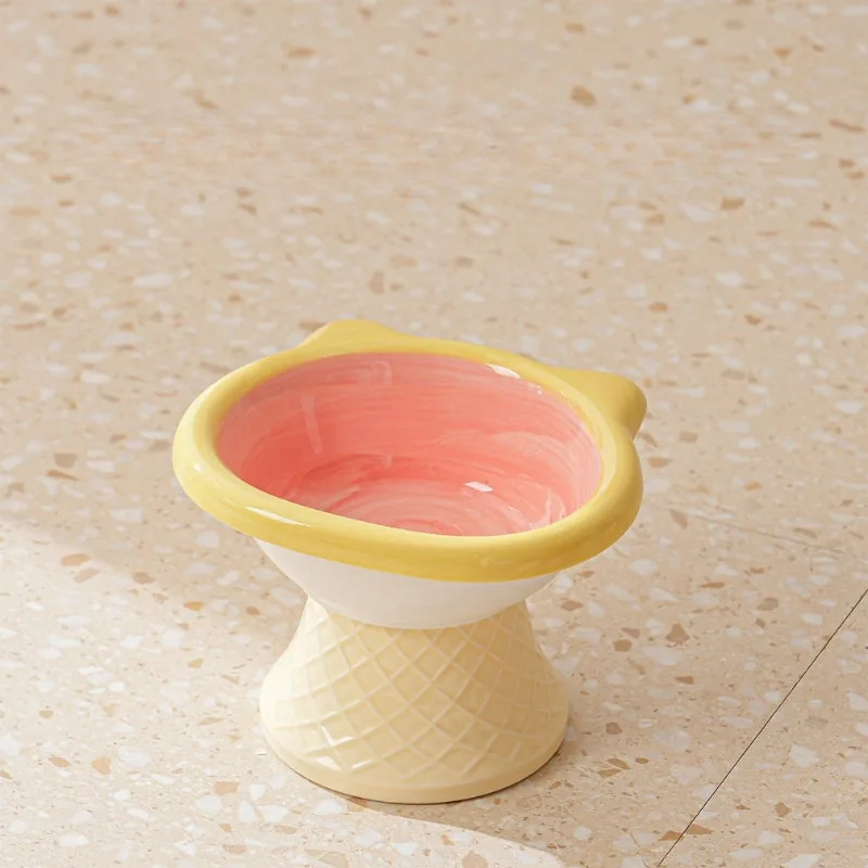 Grid Bear Elevated Ceramic Cat Bowl detail 5