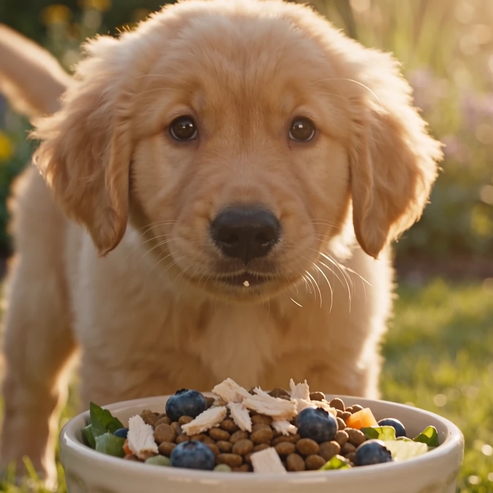 A dog in a sunlit meadow