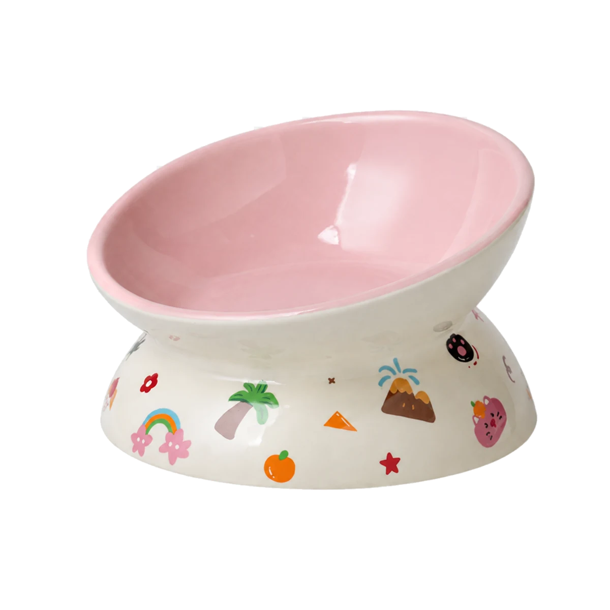 Orbit Print Elevated Ceramic Dog Bowl
