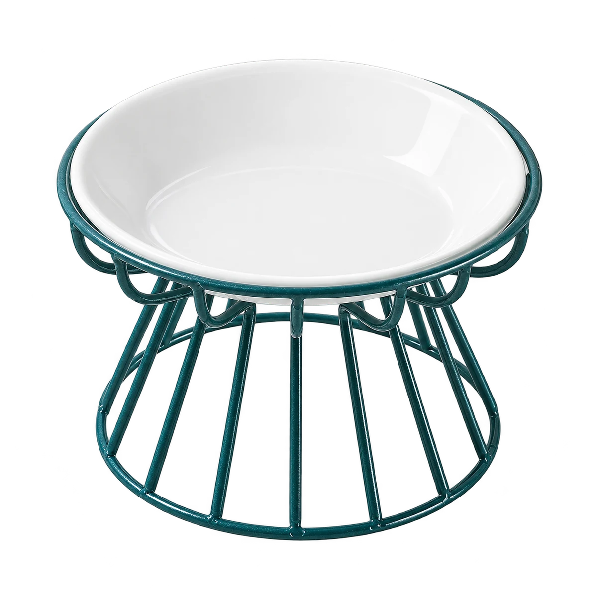 Paw Mark Ceramic Dog Bowl with Metal Stand