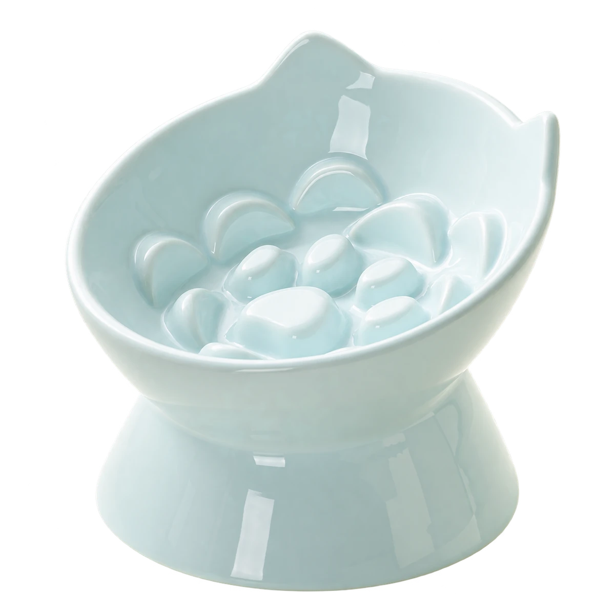 Pebble Path Raised Ceramic Slow Feeder Dog Bowl