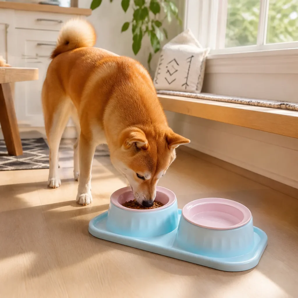 Dual Nest Ceramic Dog Bowl Set in an everyday feeding scene