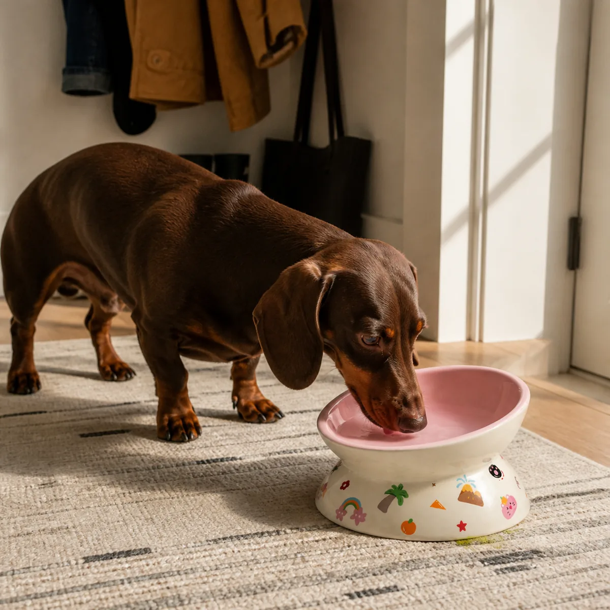 Orbit Print Elevated Ceramic Dog Bowl detail 2