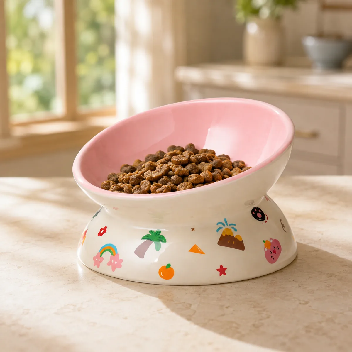 Orbit Print Elevated Ceramic Dog Bowl detail 3