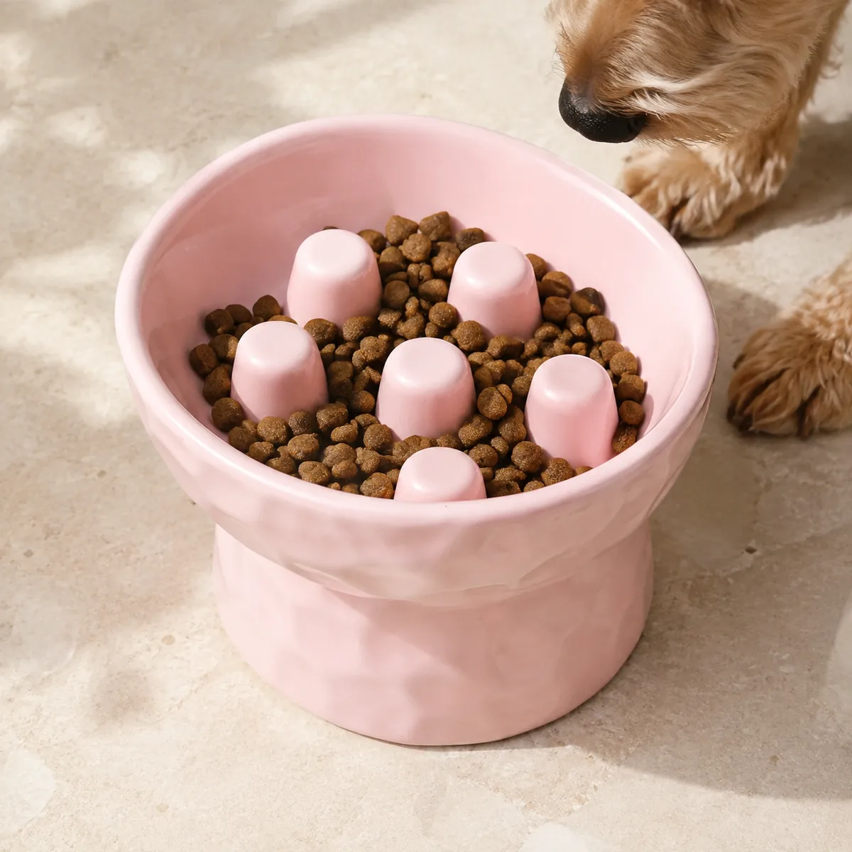 Hammered Rise Ceramic Slow Feeder Dog Bowl detail 4