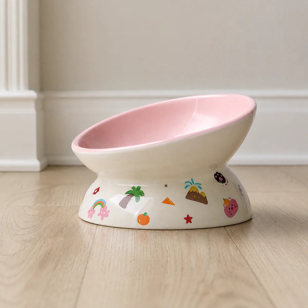 Orbit Print Elevated Ceramic Dog Bowl detail 4