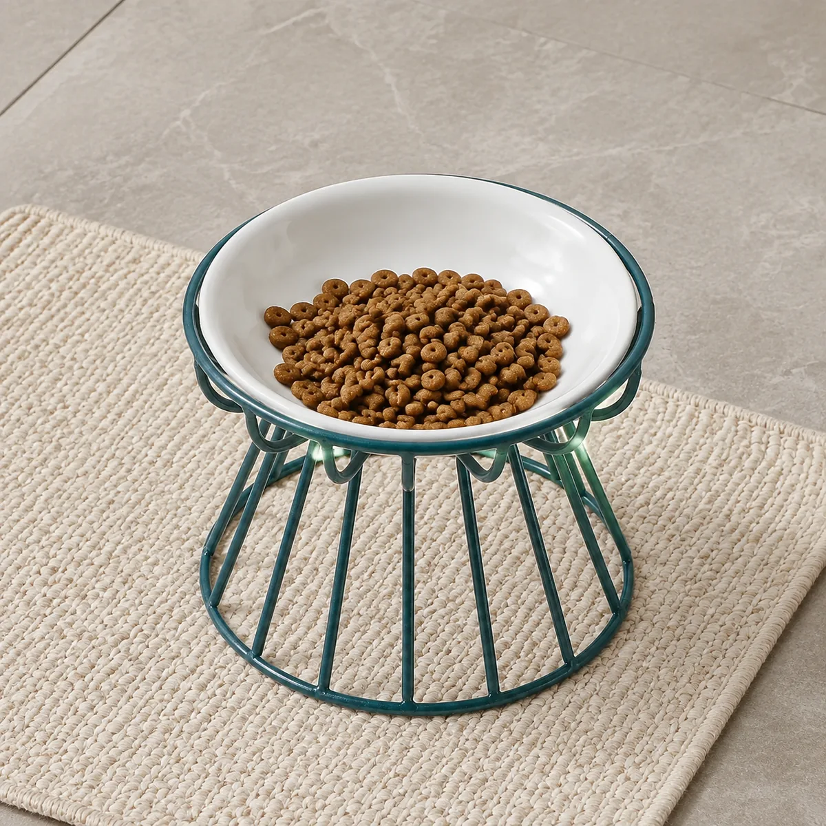 Paw Mark Ceramic Dog Bowl with Metal Stand detail 4
