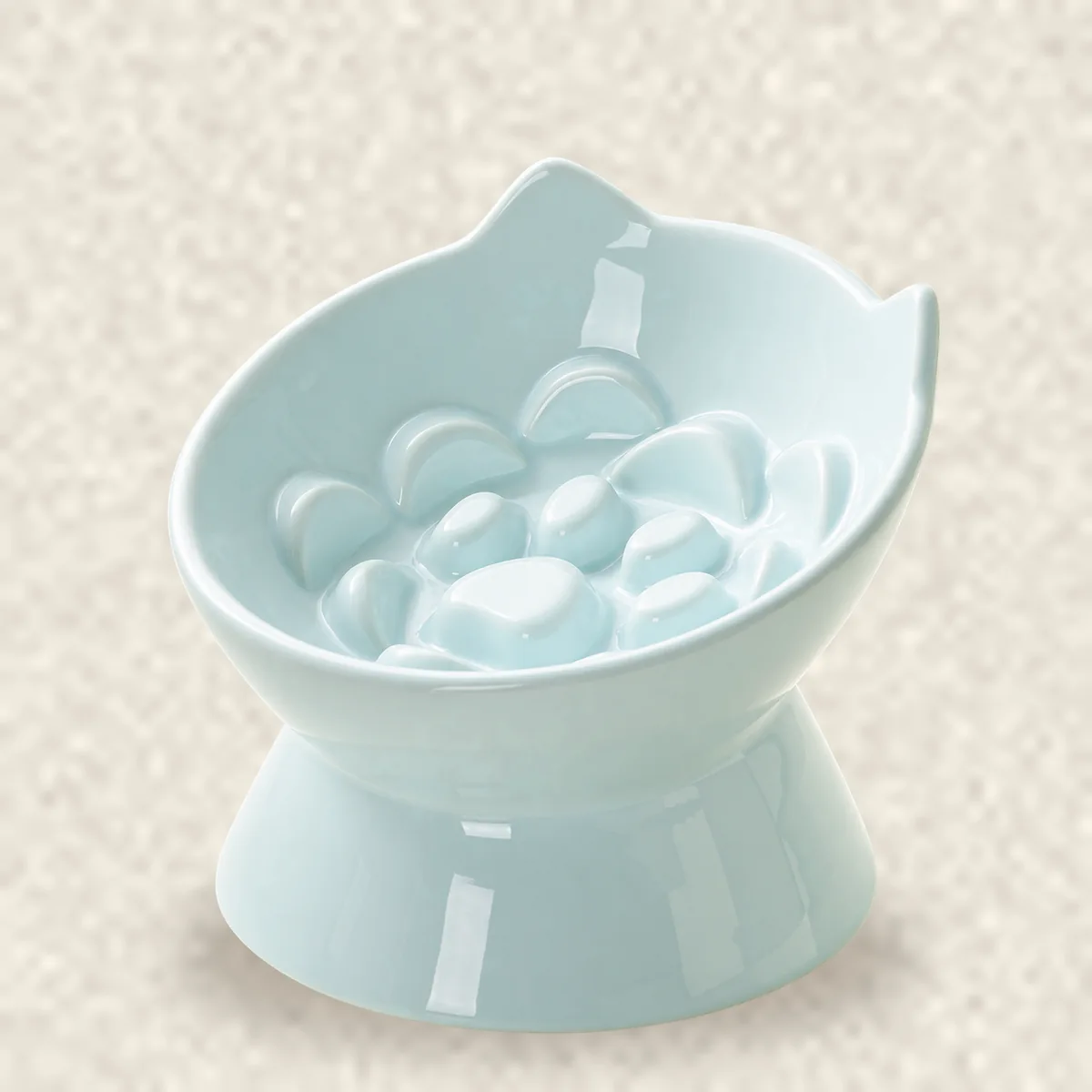 Pebble Path Raised Ceramic Slow Feeder Dog Bowl detail 4