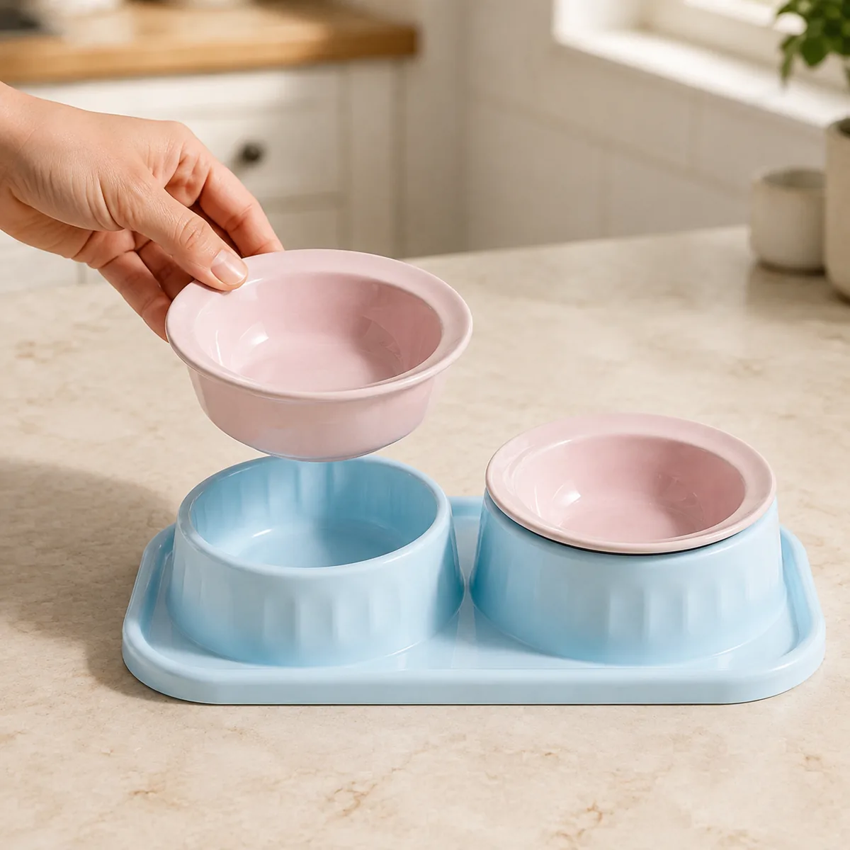 Dual Nest Ceramic Dog Bowl Set detail 5