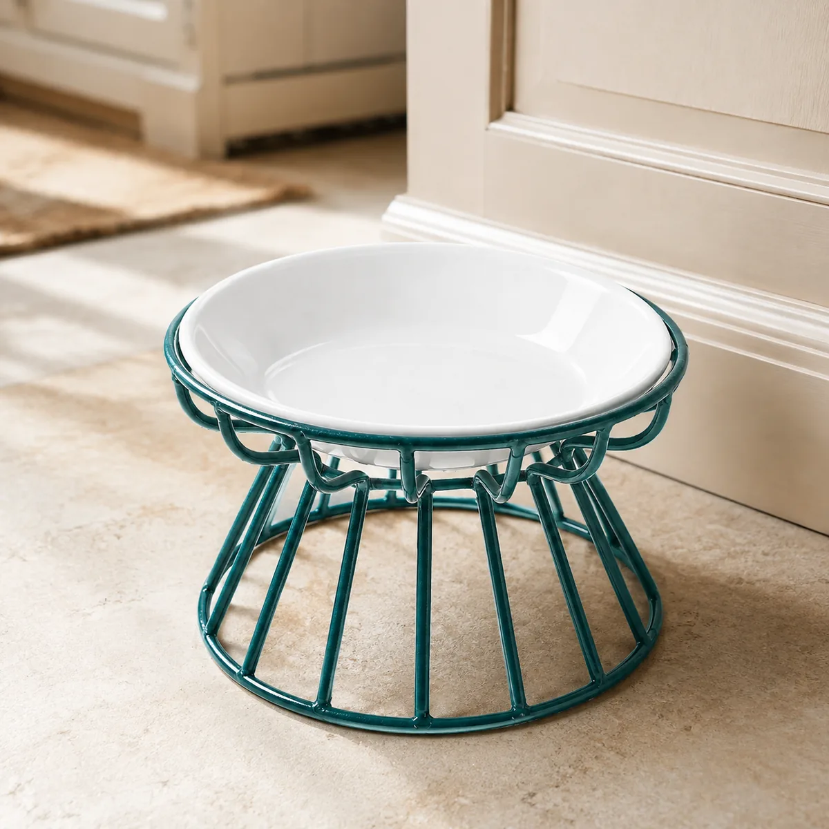 Paw Mark Ceramic Dog Bowl with Metal Stand detail 5
