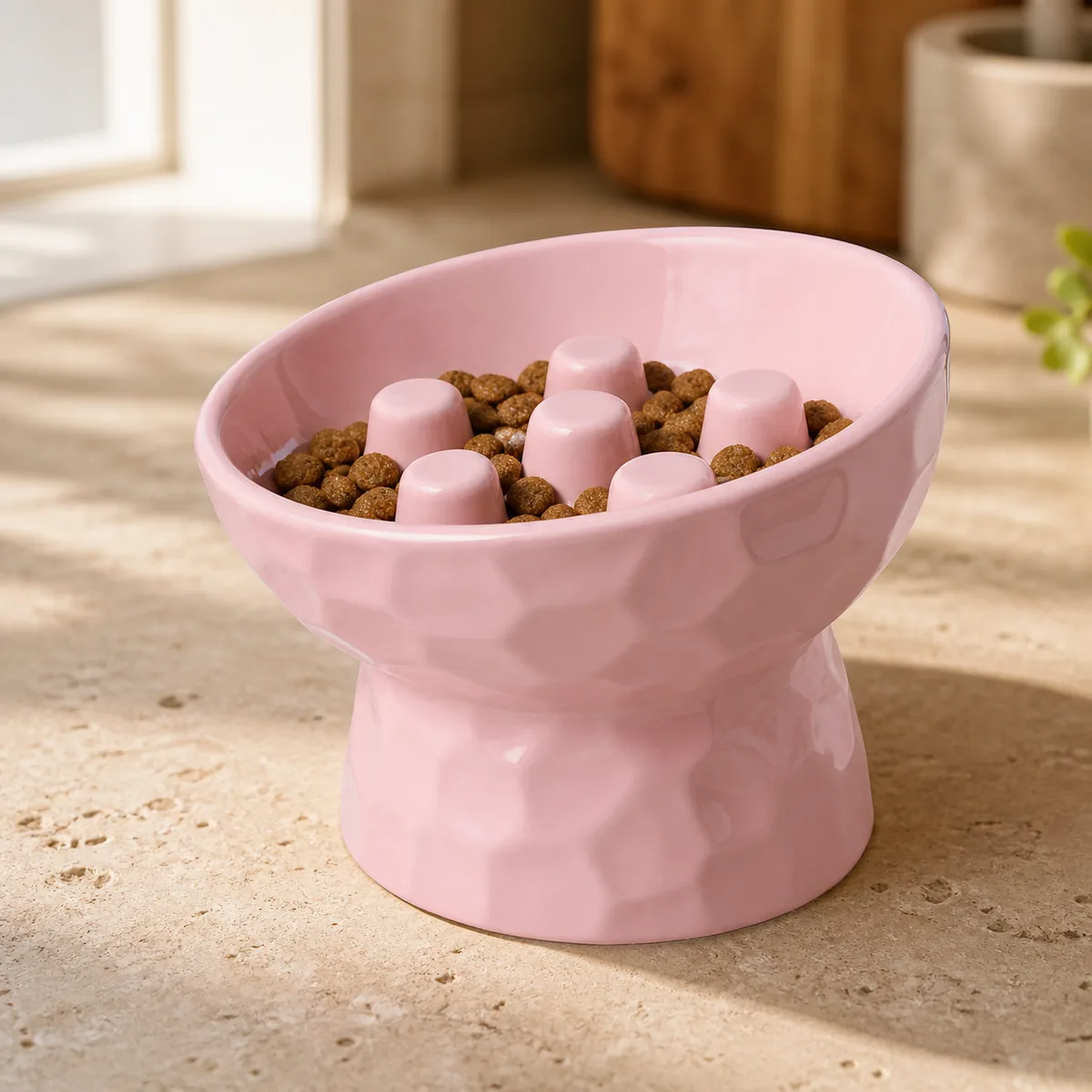 Hammered Rise Ceramic Slow Feeder Dog Bowl detail 6