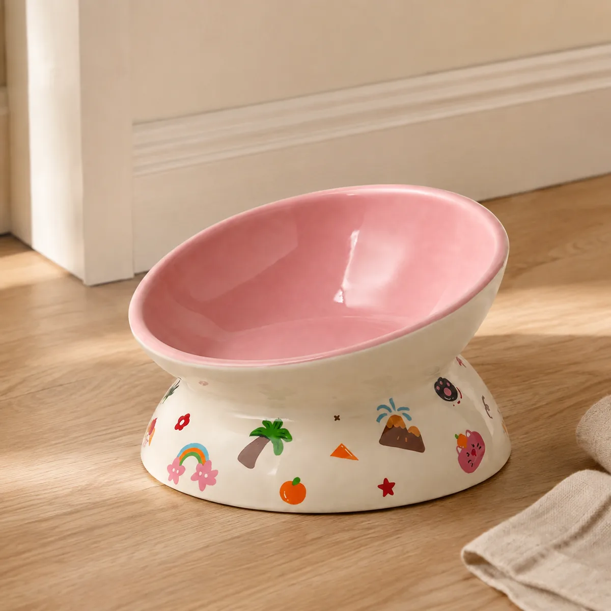 Orbit Print Elevated Ceramic Dog Bowl detail 6