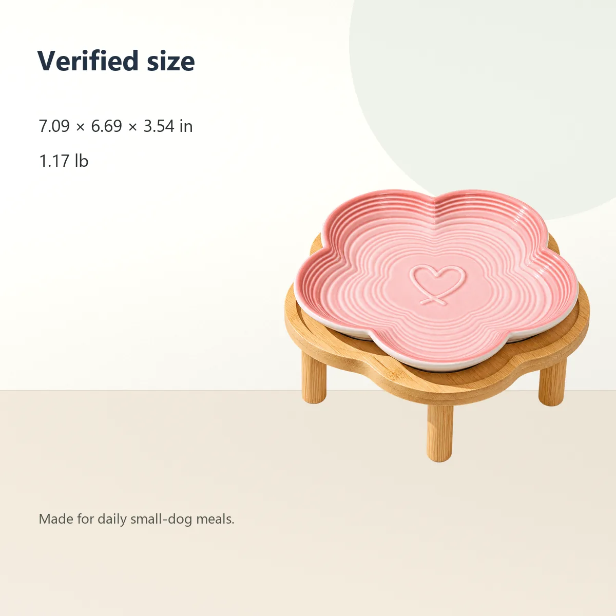Petal Plate Ceramic Dog Bowl with Bamboo Stand detail 6